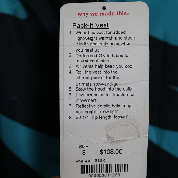 Lululemon Pack It Vest Womens 8 Blue Black Hidden Hood Reflective Windbreaker - Picture 4 of 10
